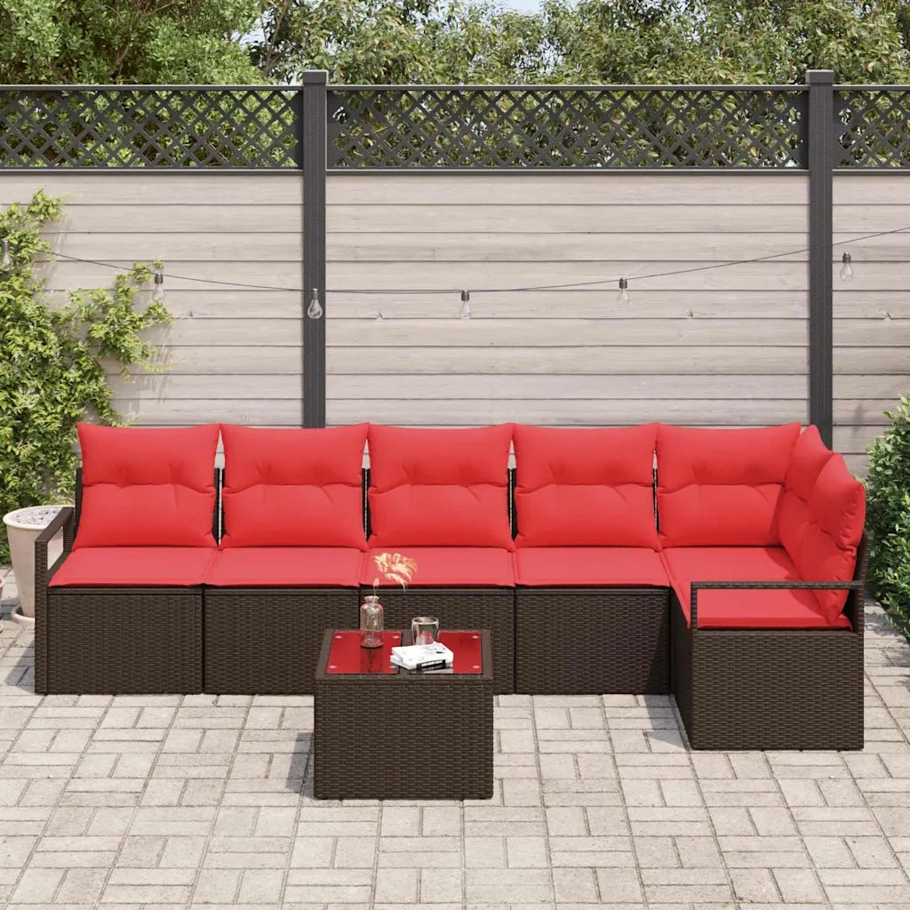 Set di divani 7 pcs Marrone polyrattan 3346414