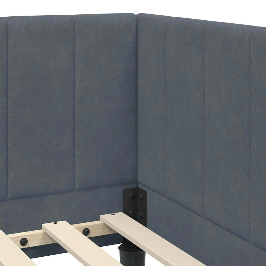 Letto singolo | Letto per adulti | Cornice del letto ad angolo Grigio scuro 80 cm x 200 cm Velluto