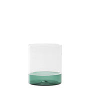 Filo Bianco Set 4 Bicchieri Tumbler in Vetro Borosilicato Soffiato a Mano, Trasparente e Verde Lago, Design Muranese Incalmo per Uso Quotidiano