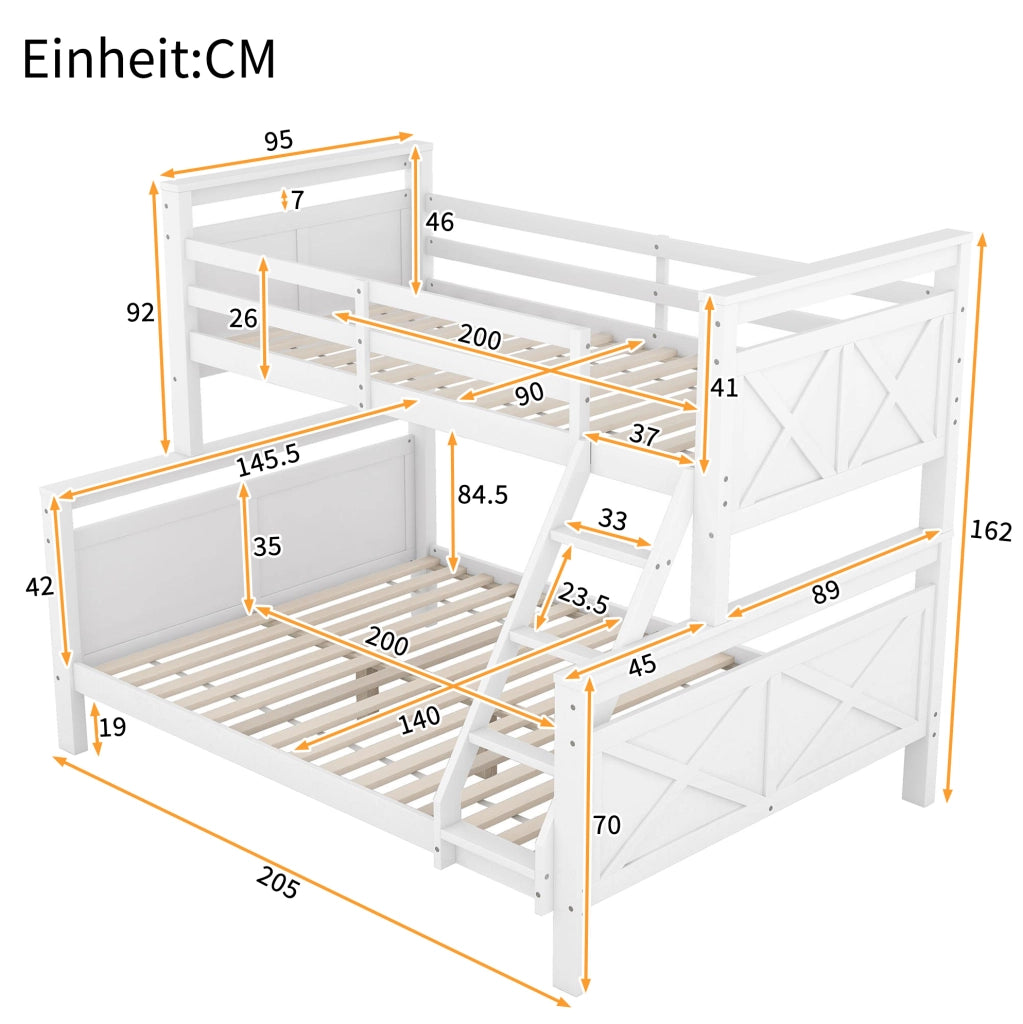 Letto a castello in legno 90/140x200 cm divisibile in 2 letti separati