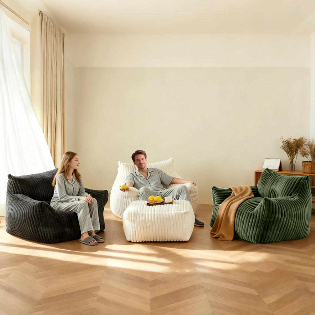 POLTRONA Relax con pouf Verde in flanella