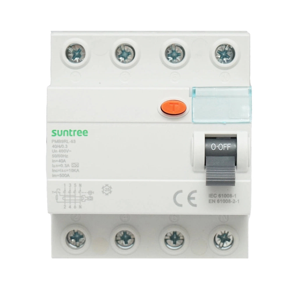 Interruttore differenziale 4P 40A 30mA 6kA, tipo A Suntree