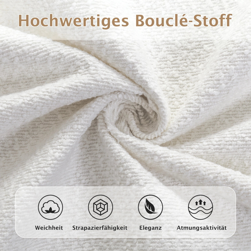 DESMIU Letto matrimoniale 180 × 200 cm 2 posti con testiera imbottita, senza materasso, bouclé beige