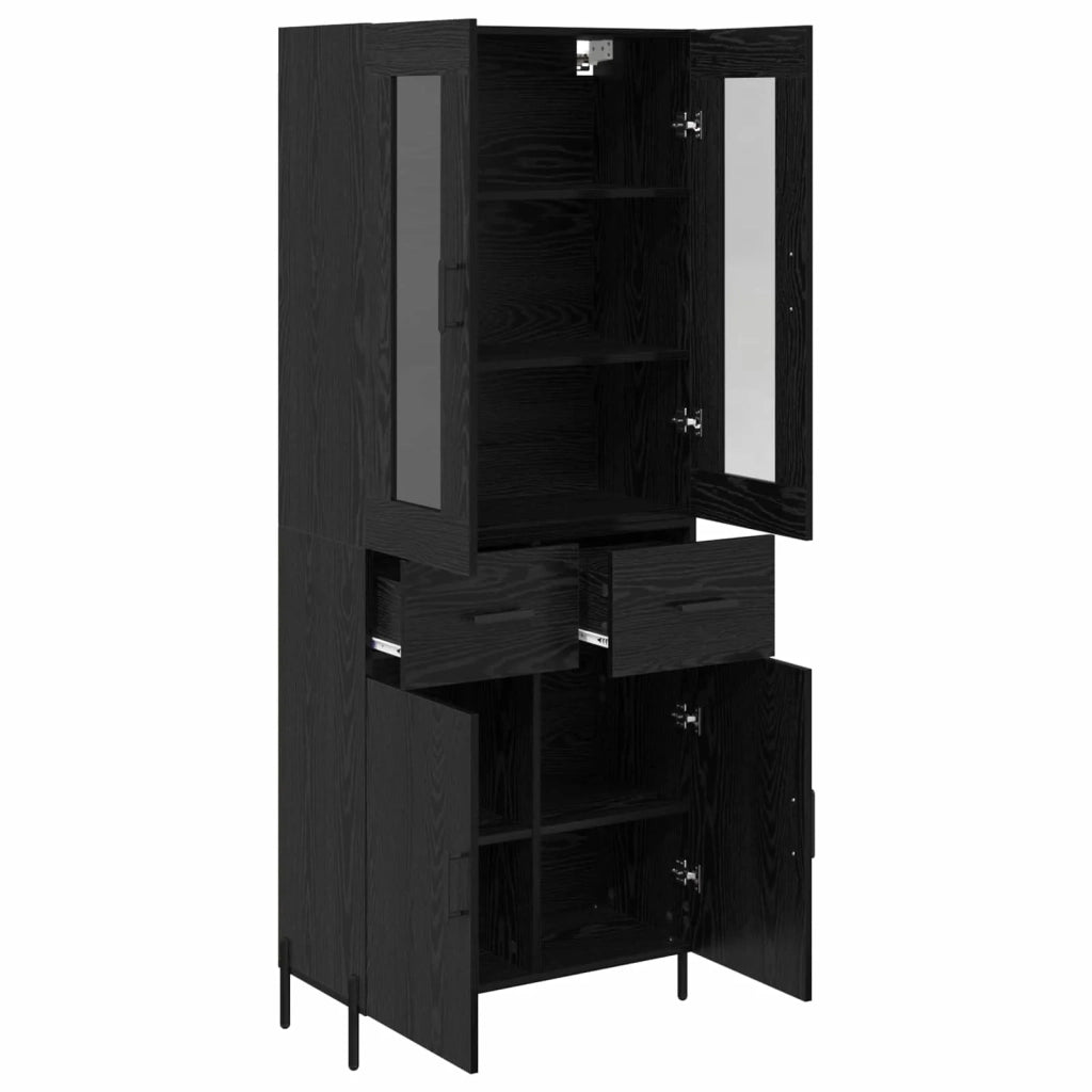 Credenza-Buffet-Armadio da cucina Rovere Nero 69,5 x 34 x 180 cm Legno multistrato 129320
