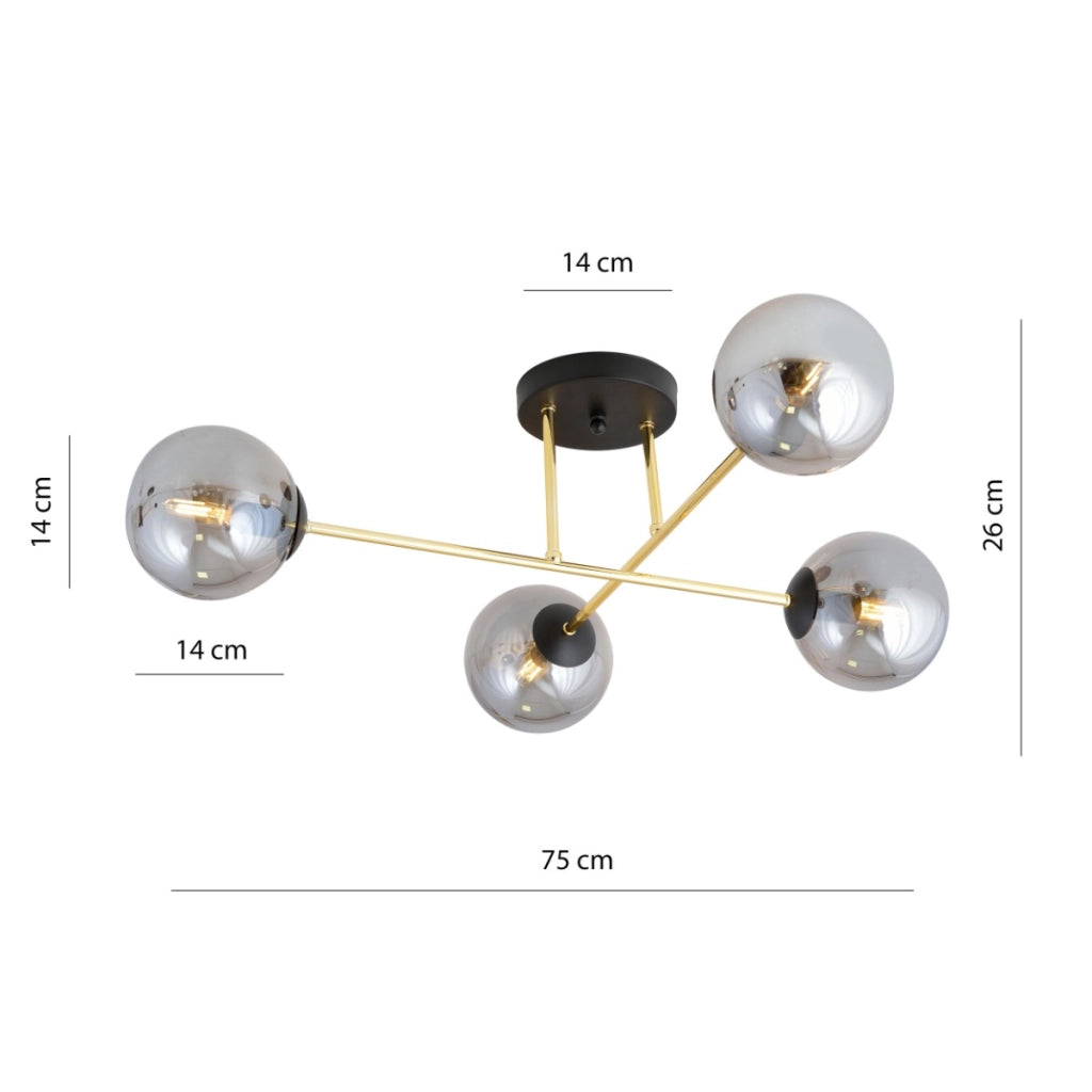 Plafoniera Emibig MAGNUM metallo 4xE14 ottone-nero IP20 55cm