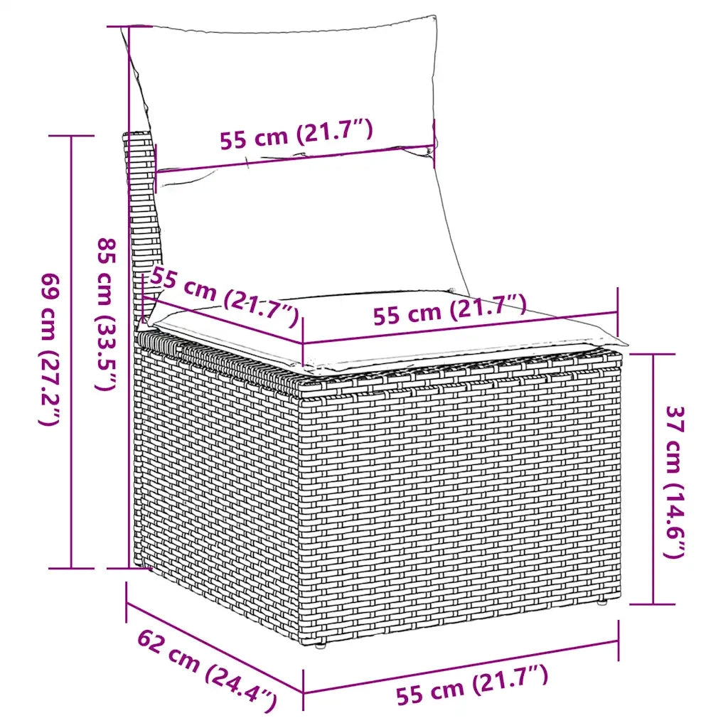 Set Divani da Giardino 9pz con Cuscini Marrone in Polyrattan 3218313