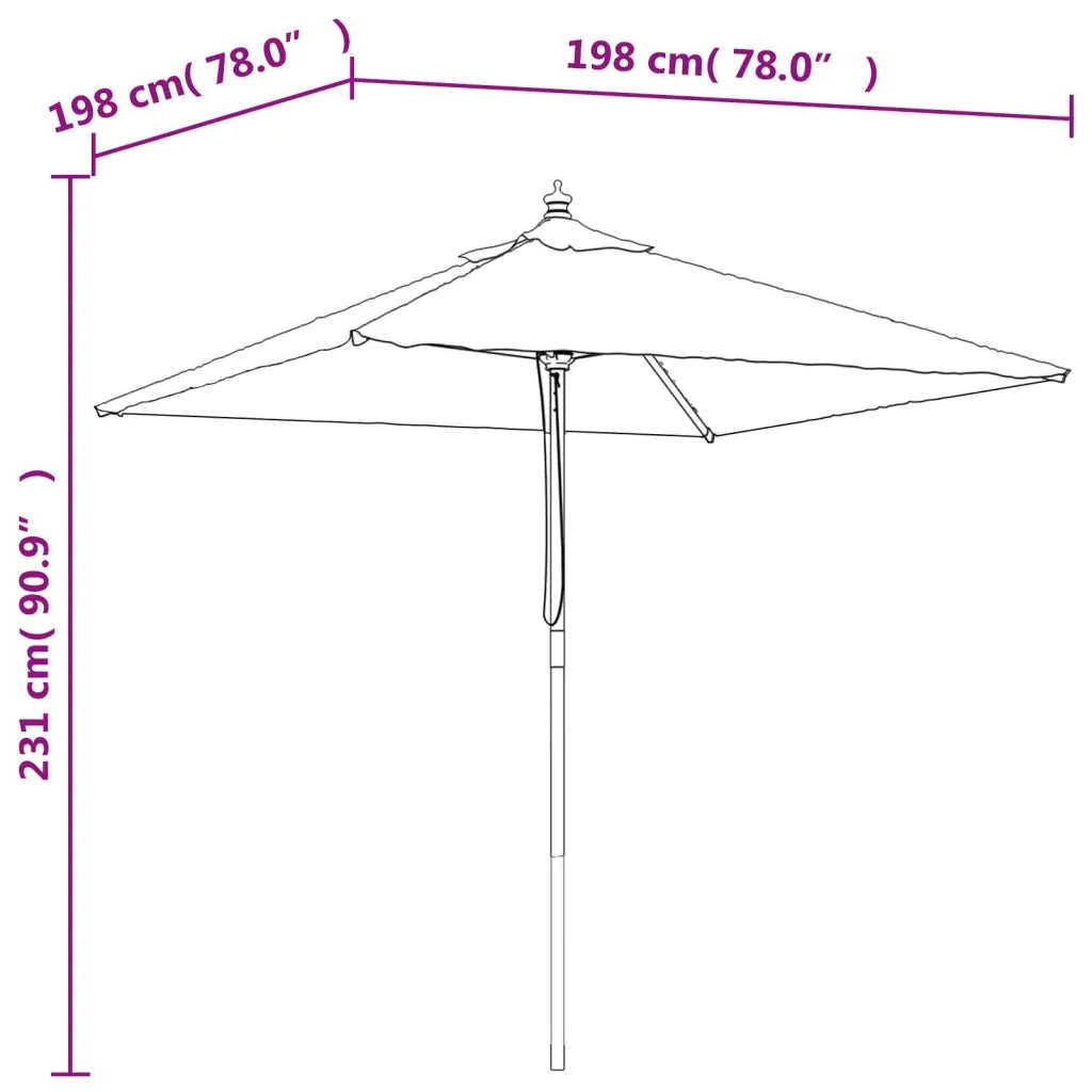 Ombrellone da Giardino-Ombrello da Balcone con Palo in Legno Sabbia 198x198x231 cm