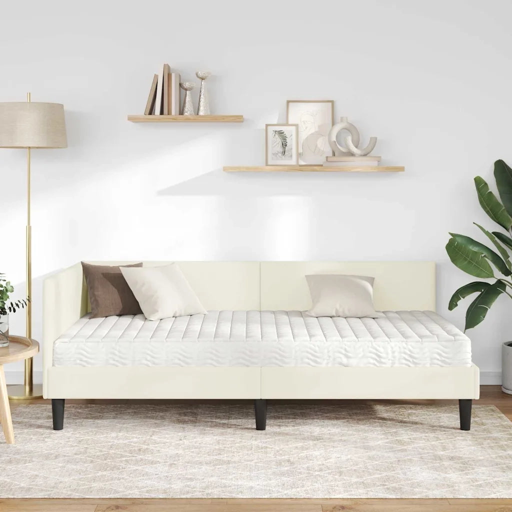 Struttura Letto Angolare con Materasso 2 pcs Crema Velluto 3393775