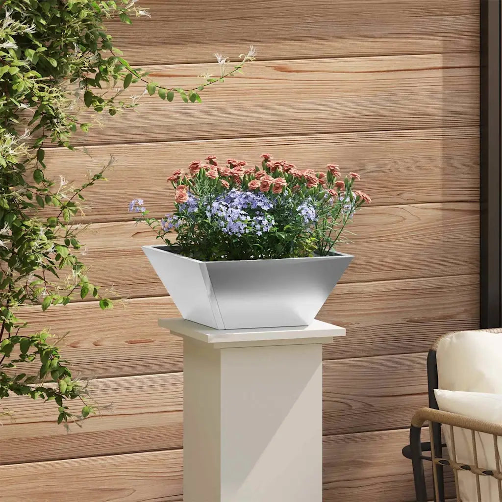 Vaso da giardino 5 pcs Argento 35 x 35 x 15 cm Acciaio zincato 873807