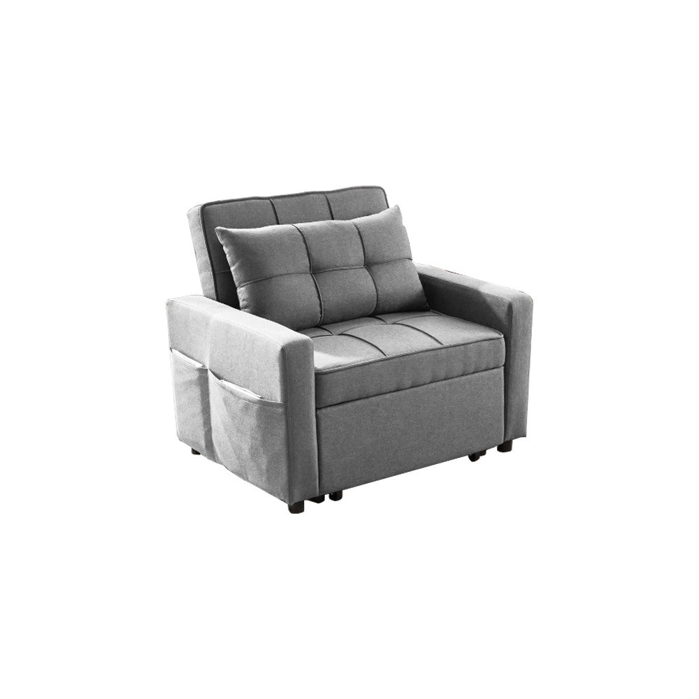 Poltrona Letto Miray in Tessuto Grigio con Seduta Trapuntata – Design Salvaspazio