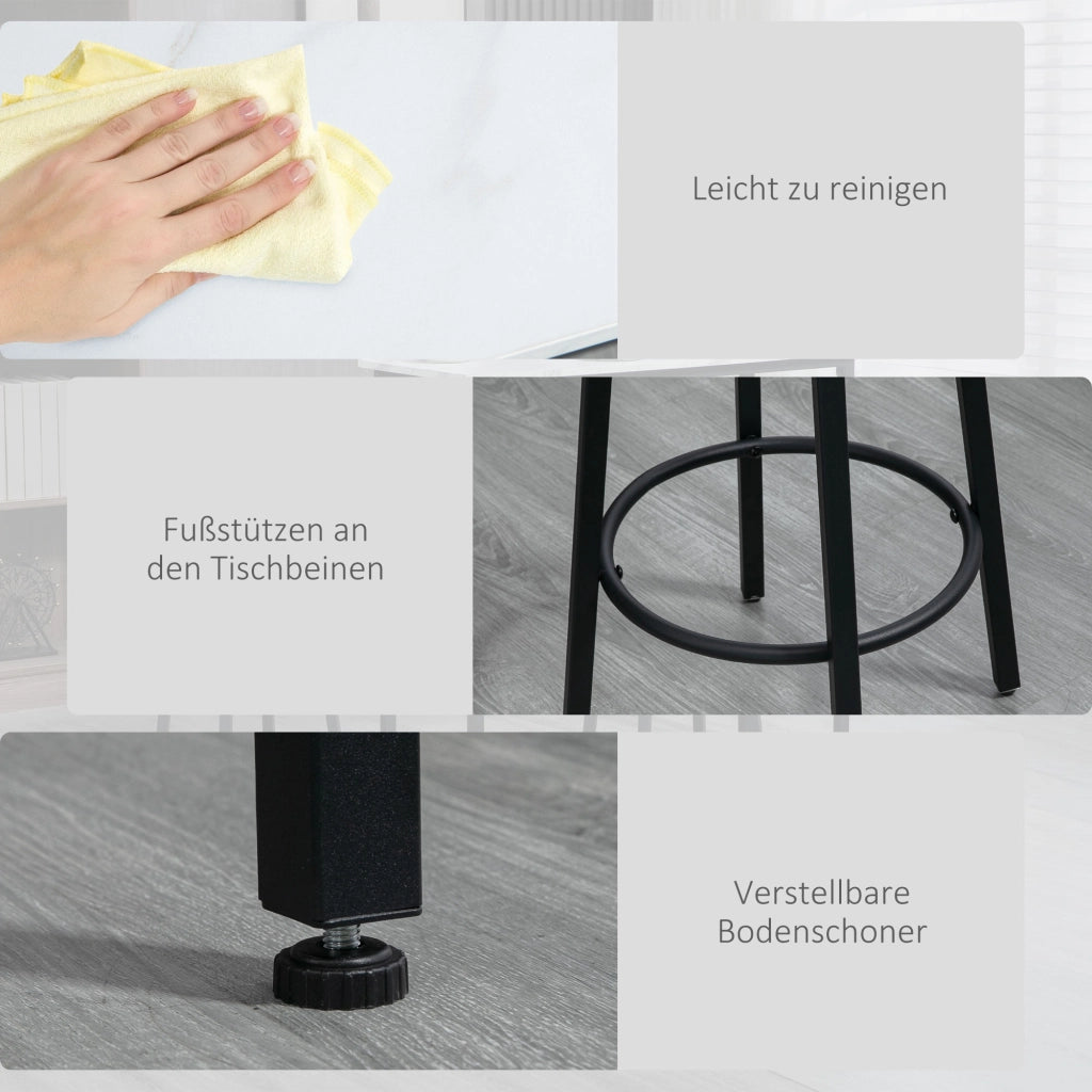Set Bar 2 Posti con 2 Sgabelli ¨C Minimal ¨C Piano Marmo Bianco, Struttura in Acciaio