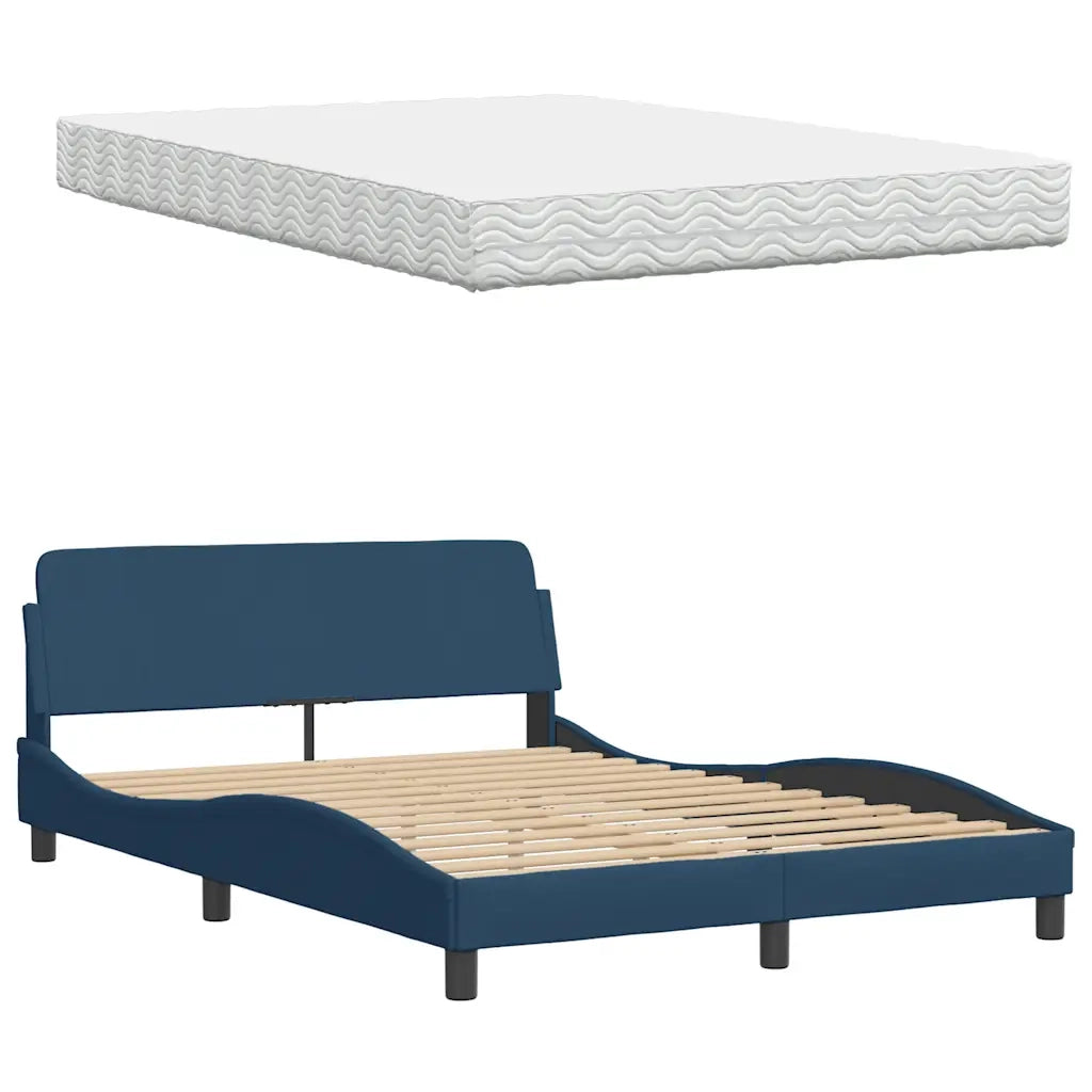 Letto con Materasso Blu 140x200 cm in Tessuto 3310747