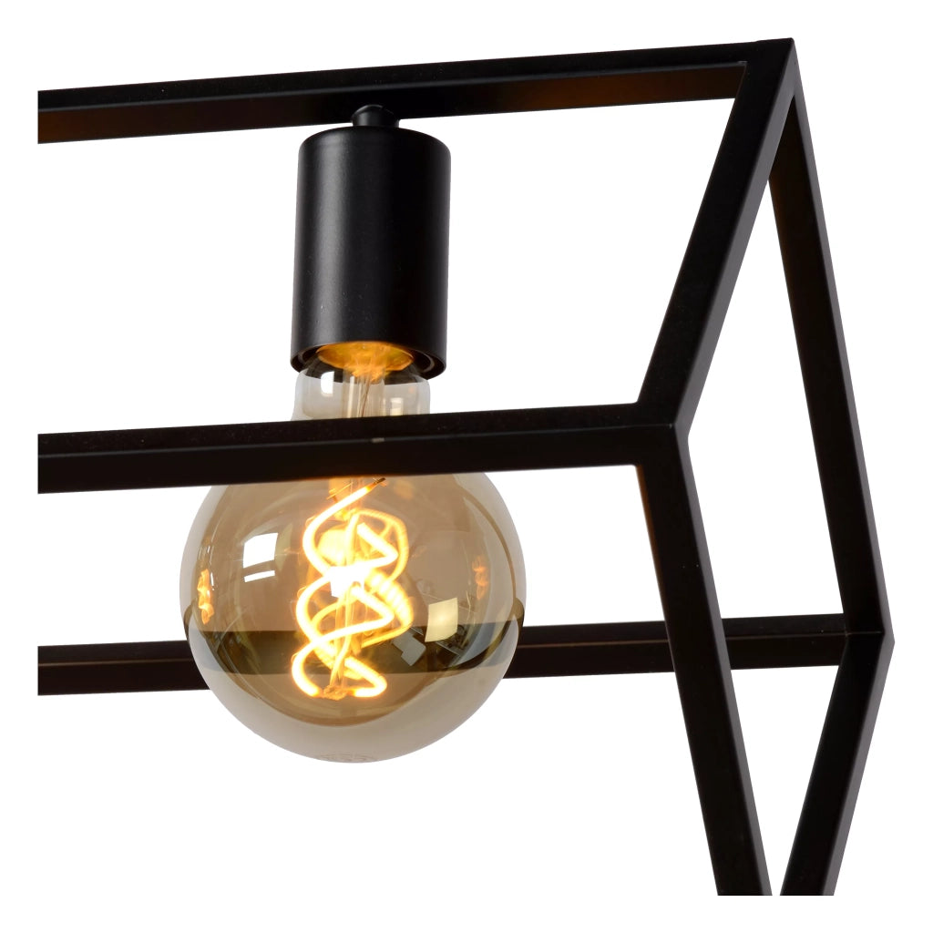 Lampada a sospensione nera Fabian 4xE27 80cm Lucide