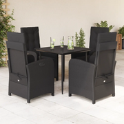 Set da Pranzo da Giardino 5 pz Nero con Cuscini in Polyrattan 3212312