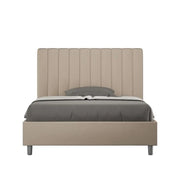 Letto una piazza e mezza con rete imbottito 120x200 similpelle tortora Agueda