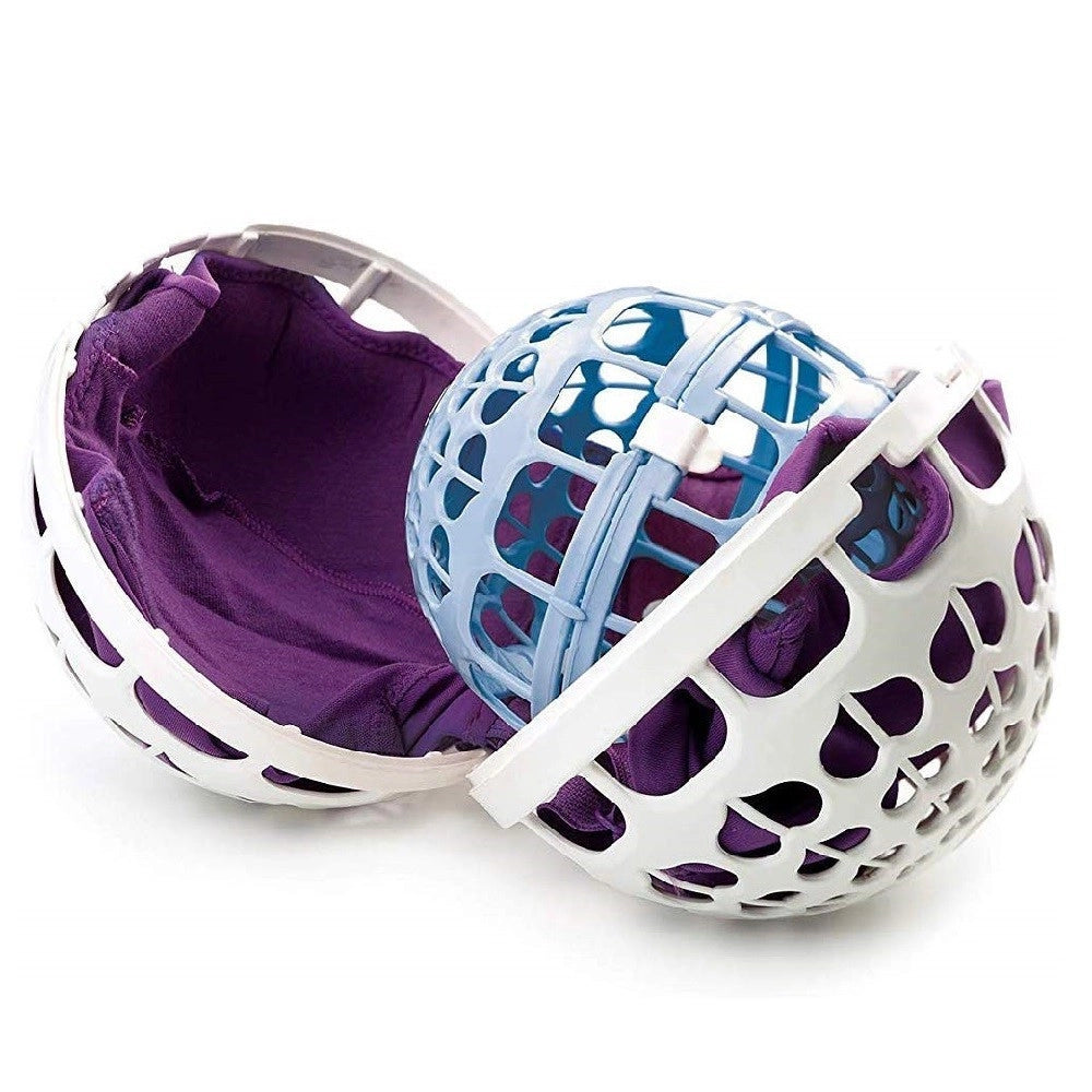 Trade Shop - 2pz Palle Salva Proteggi Reggiseno Plastica Doppia Palla Lavatrice Bucato Lavaggio -