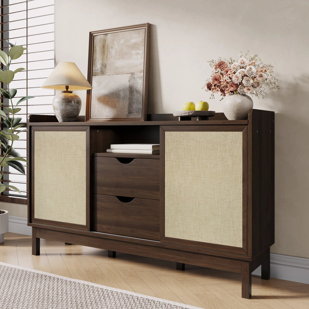 Credenza con Ante Scorrevoli e Cassetti ¨C Xylo ¨C Legno, Multiuso, Soggiorno