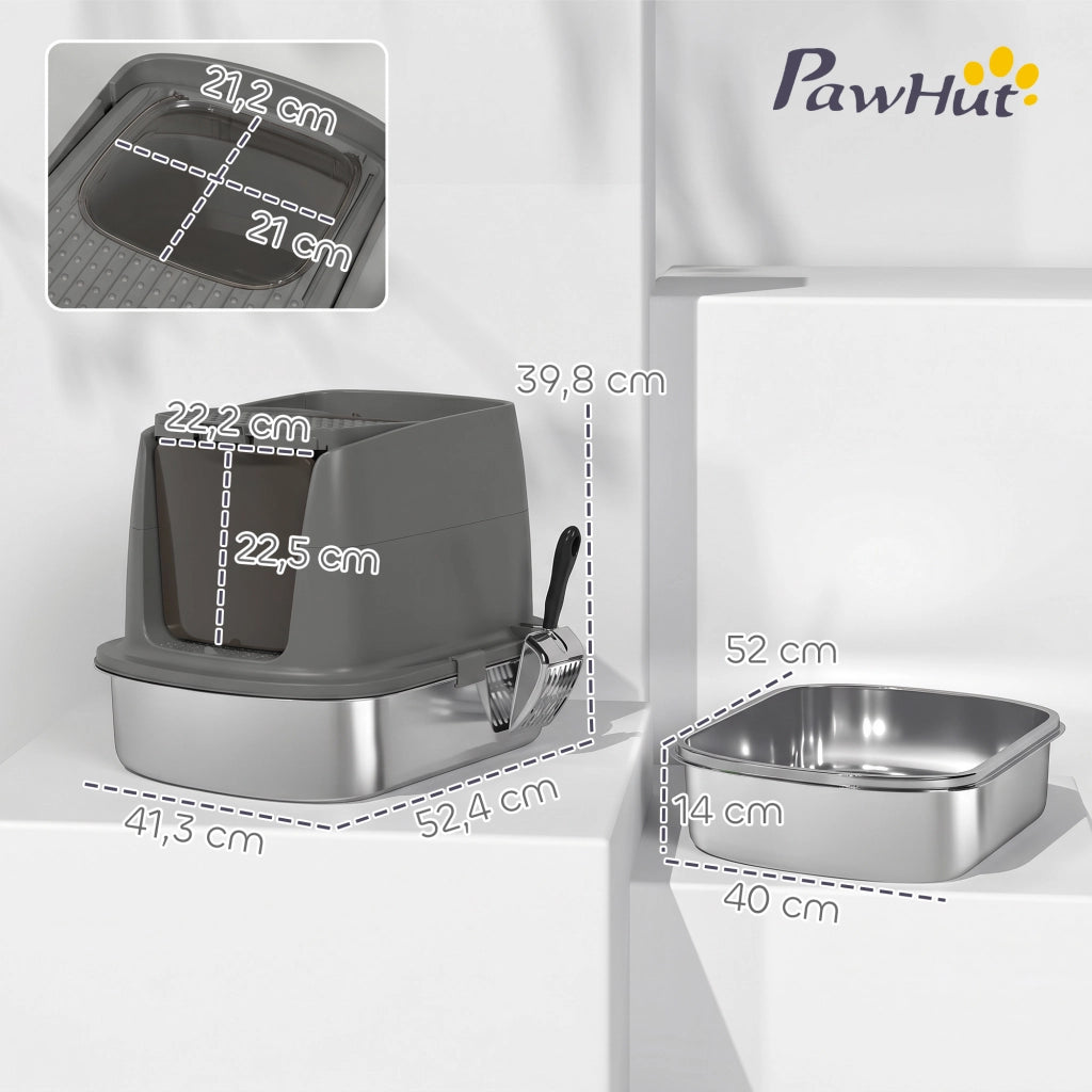 Casetta per gatti chiusa ¨C Minimal ¨C acciaio inox, grigio scuro