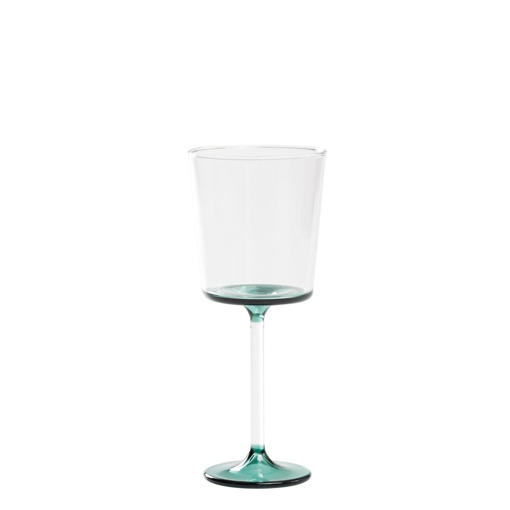 Discobolo Calice da Vino Rosso in Vetro Borosilicato Soffiato a Mano, Set da 4 Pezzi, Capacità 46,5 cl, Design con Fondello Verde Lago Elegante