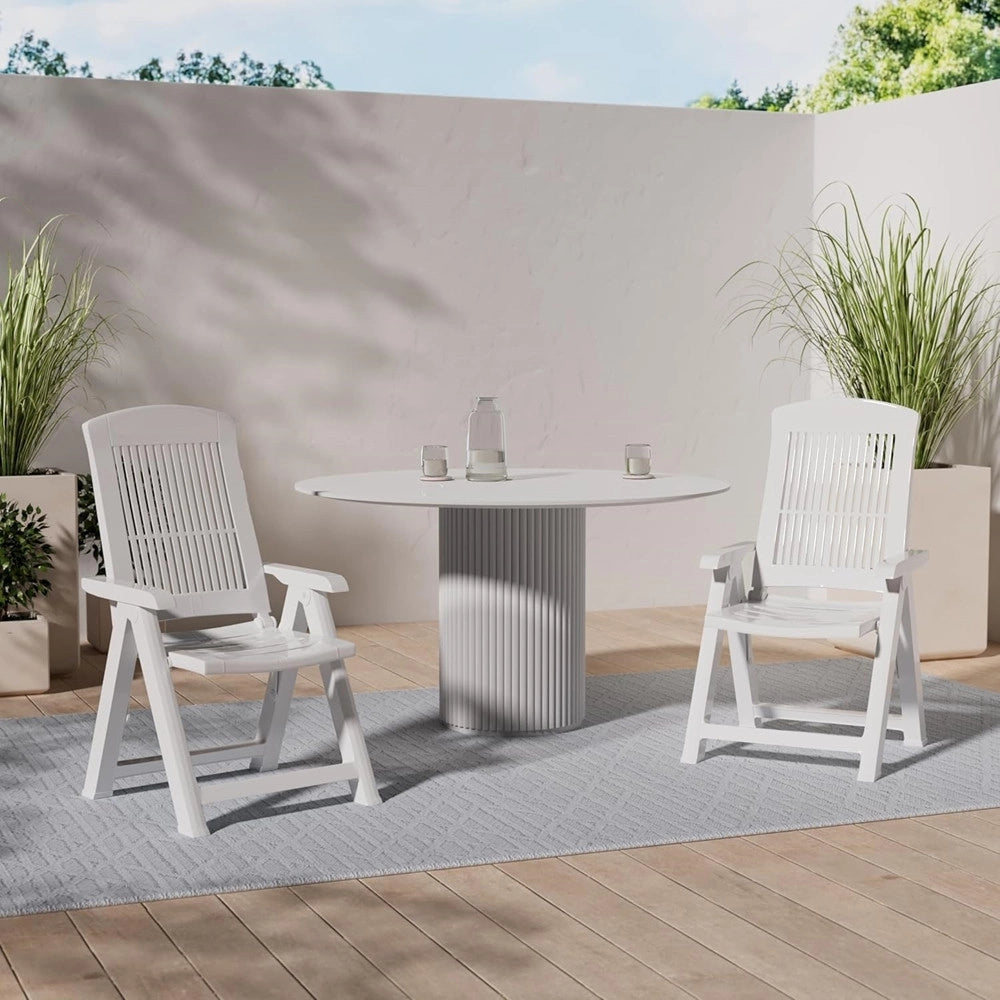 Trade Shop - Sedia Pieghevole Poltrona Bianca Arredo Esterno Da Giardino 60x61x109h Cm 851016 -