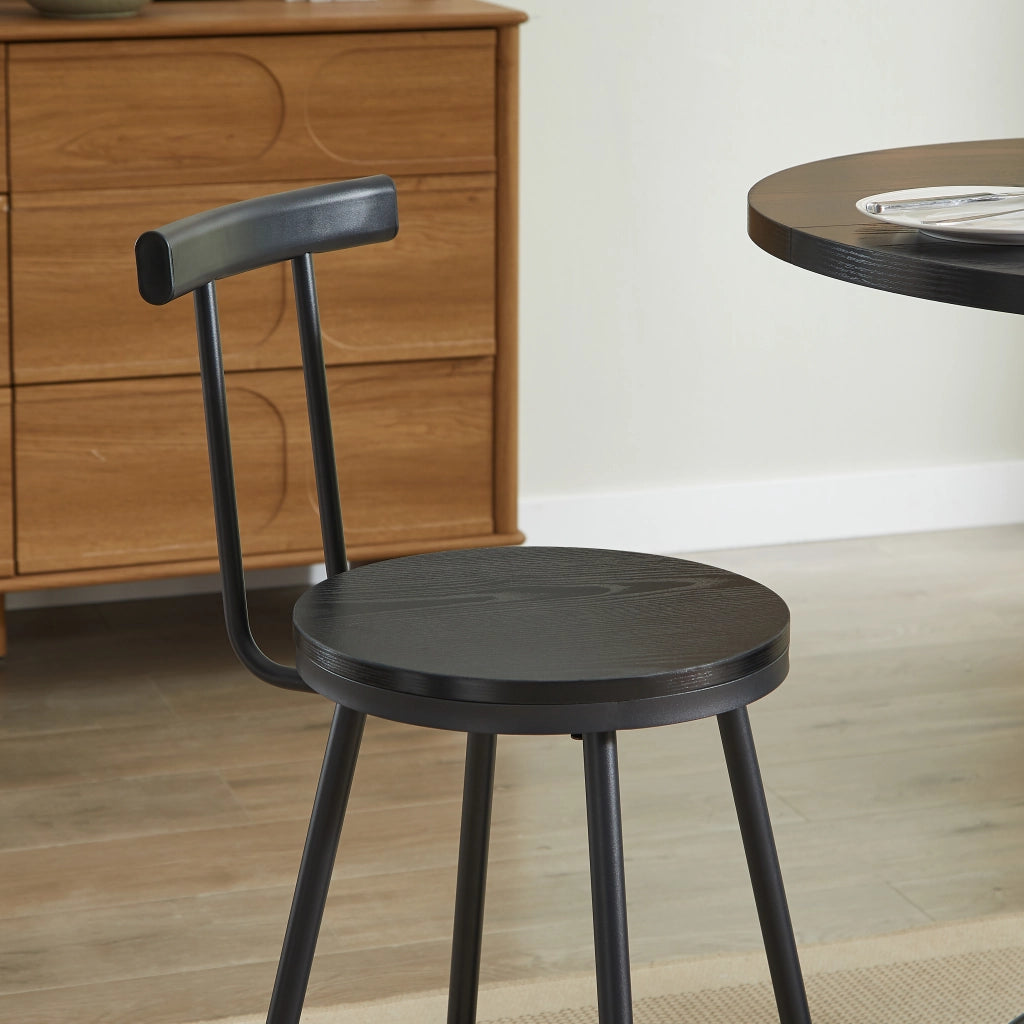 TAVOLO da bar rotondo 80 cm nero Set da 3 pezzi