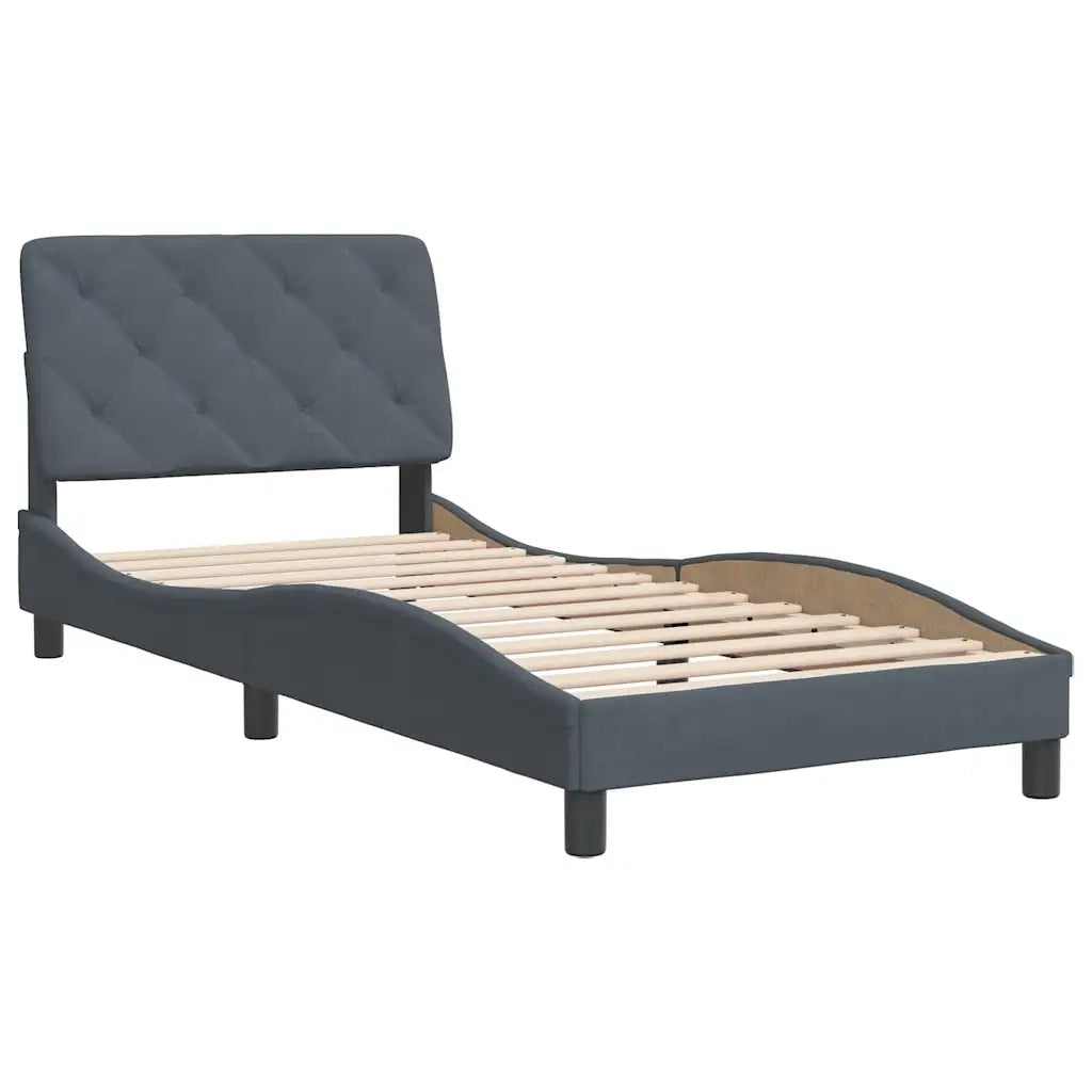 Letto singolo | Letto per adulti | Giroletto senza Materasso Grigio Scuro 90x200 cm Velluto