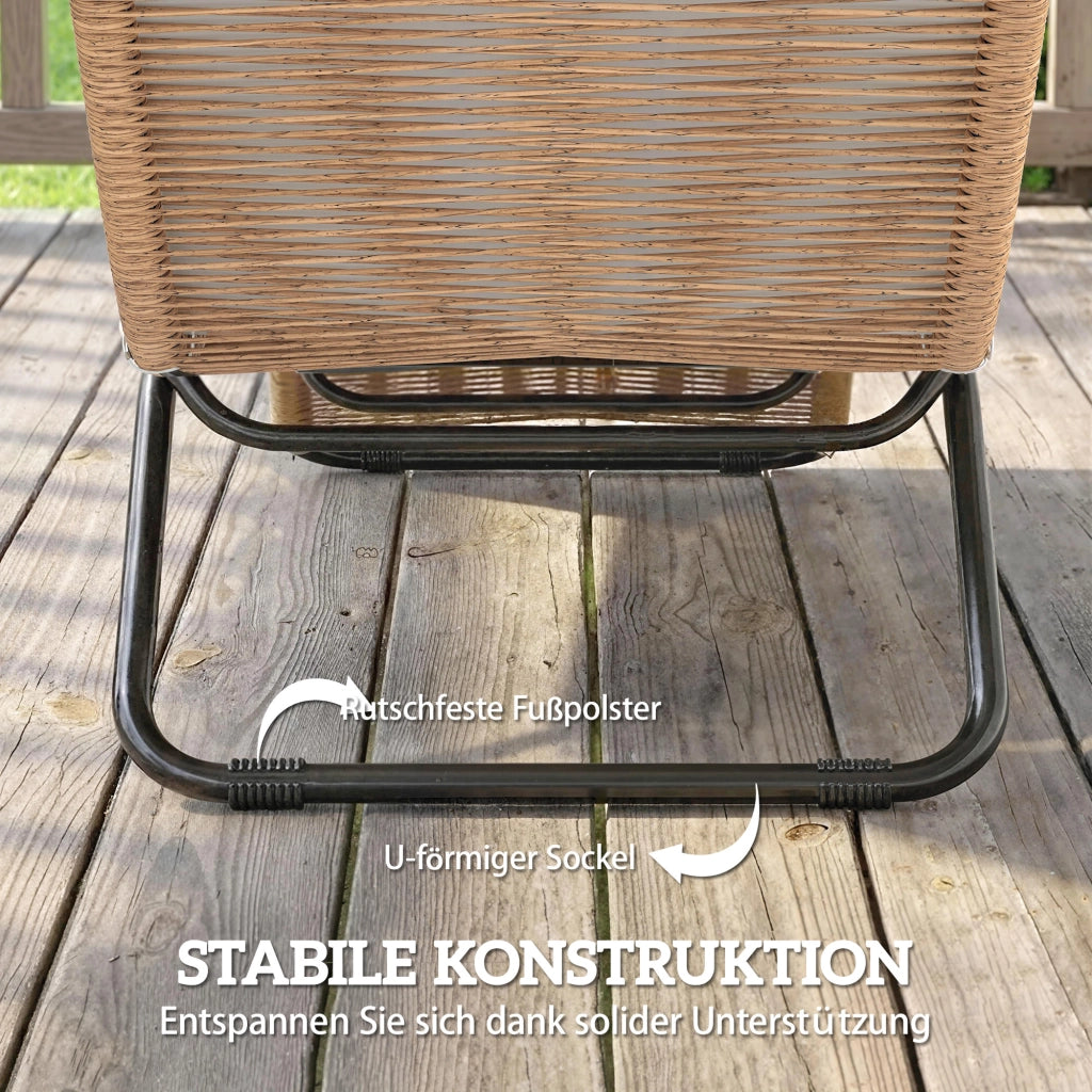 Lettino da giardino in polyrattan a forma di S con cuscino ¨C Minimal ¨C Grigio