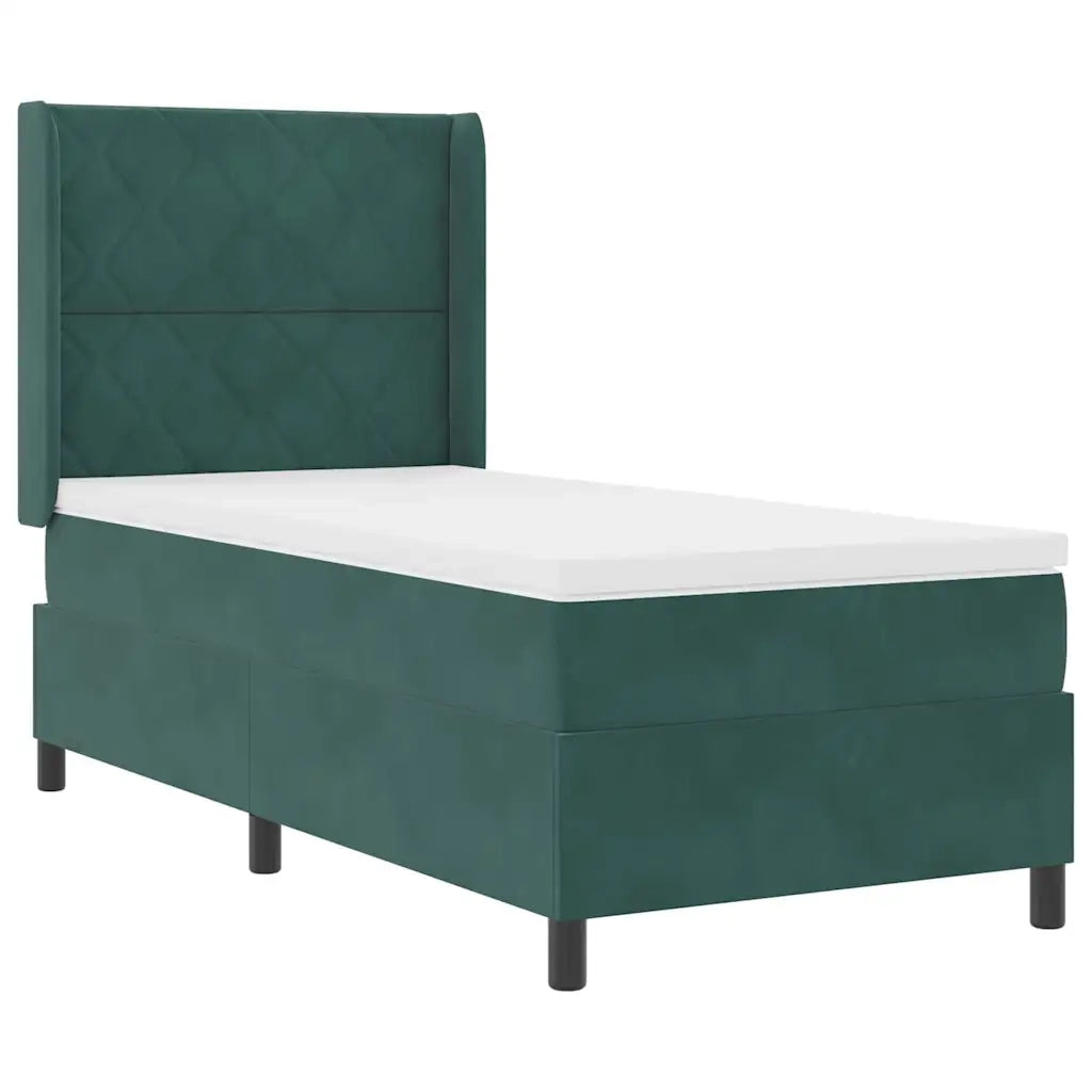 Letto con Box Springs LED e Materasso Verde Scuro 100 x 200 cm 3343913