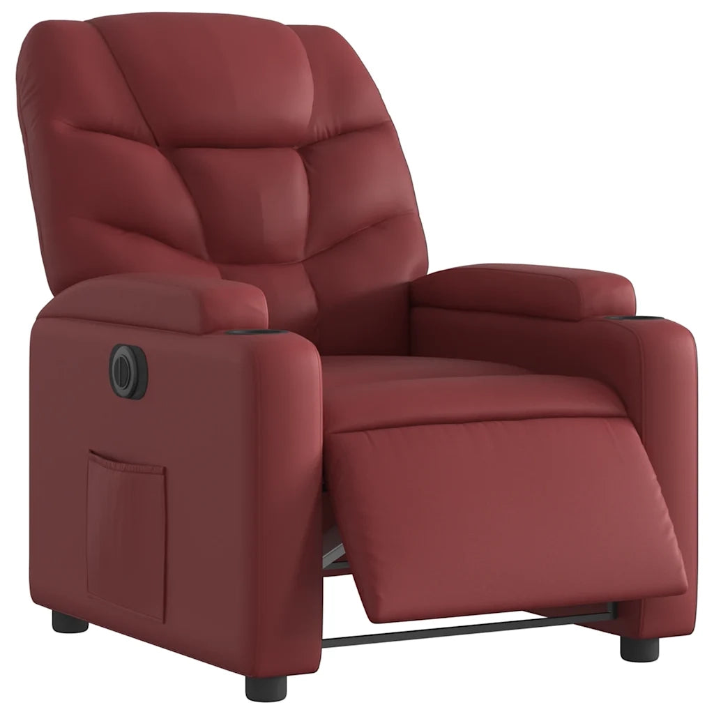 Poltrona | Sedia Relax Reclinabile Elettrica Rosso Vino in Similpelle