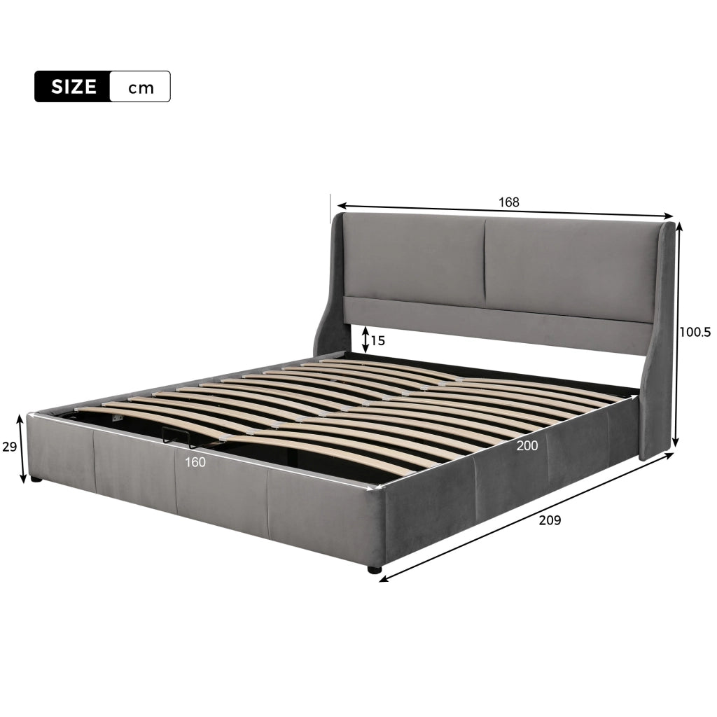 letto imbottito velluto grigio 160 x 200 cm