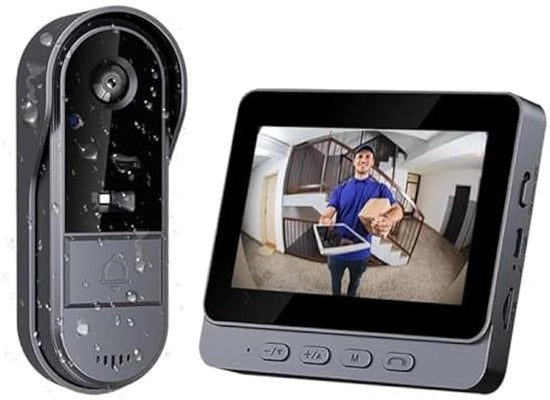 Deurbel con camera 1080P, schermo 4,3 IPS, senza Wi-Fi, audio bidirezionale, visione notturna, intercom deurbel wireless Campo visivo: 70°