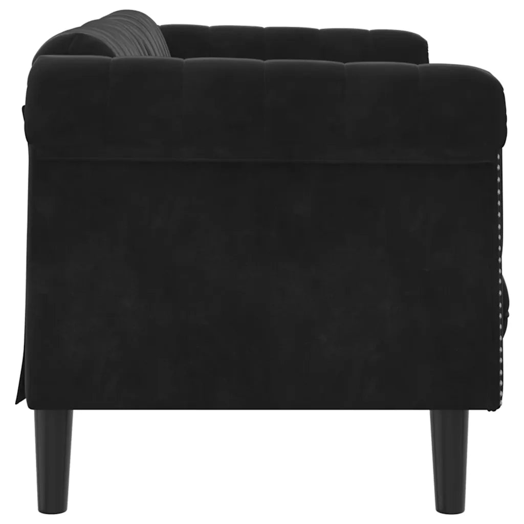 Divano a 2 Posti-Sofa 2 Posti Nero in Velluto