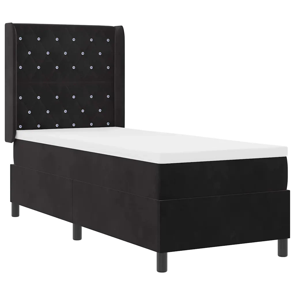 Letto a molle con materasso con led Nero 80 x 200 cm Velluto 3343786