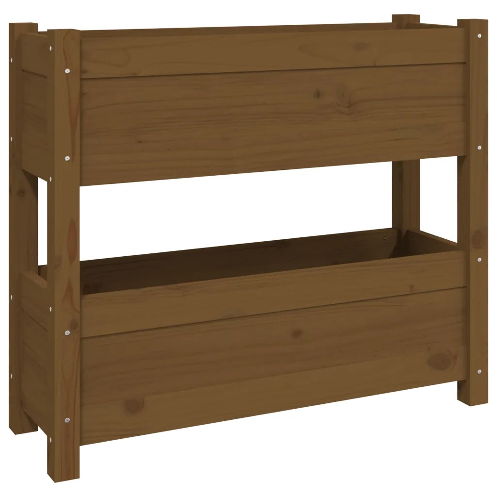Fioriera | Cassetta per fiori | Vaso Marrone Ambra 77x25x66 cm in Legno Massello di Pino