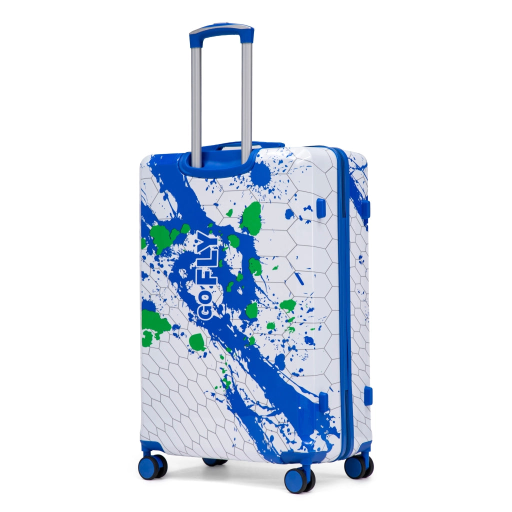 Valigia blu 28 pollici materiale PC ruote girevoli lucchetto a combinazione