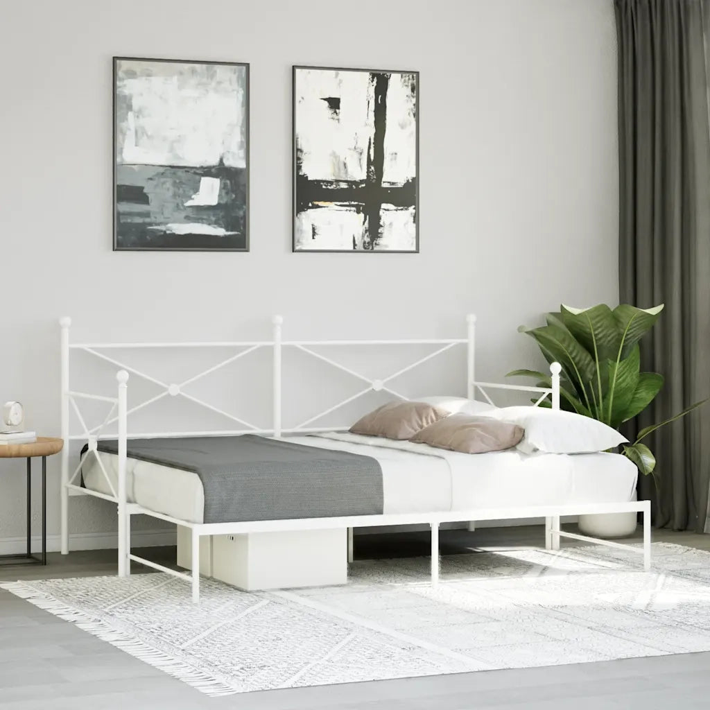 Divano letto | Sof¨¤ letto | Letto singolo Estraibile senza Materasso Bianco 90x200cm Acciaio
