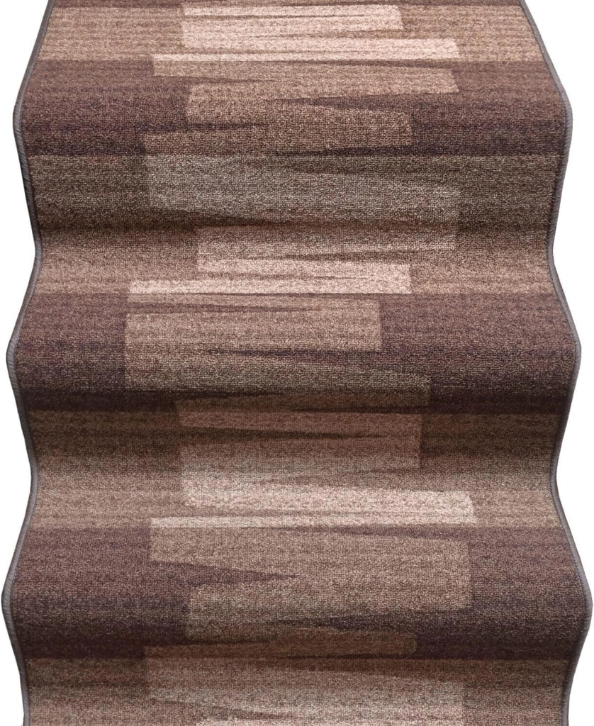 Passatoia Scala Bordata 67x1000 cm Ingresso Corridoio Tappeto Cucina Gradini Zig Zag Marrone