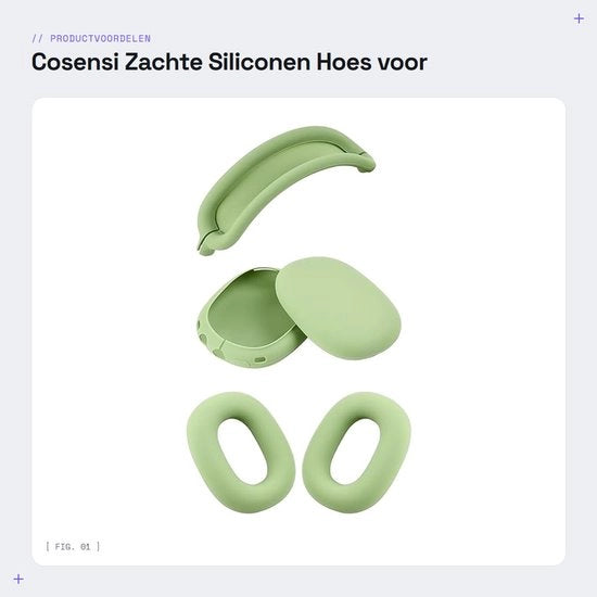 Hoe siliconizzato morbido per cuffie, colore verde