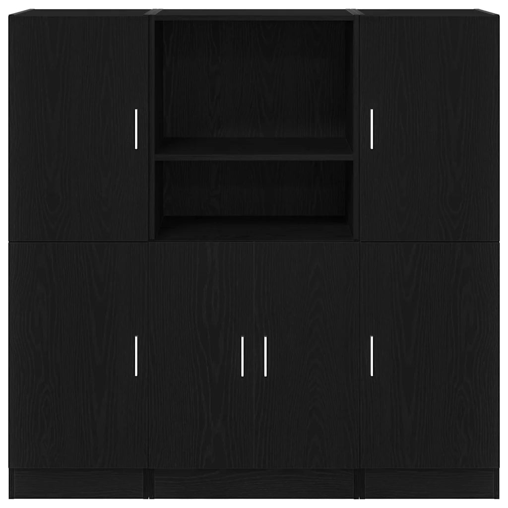 Set di Armadio pensile | Mobili da Cucina 3 pz Nero in Truciolato