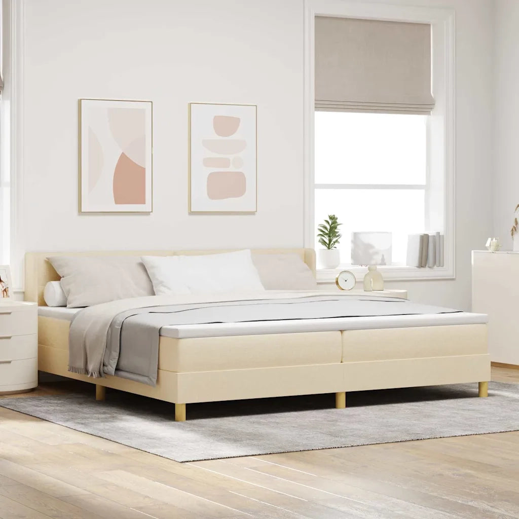 Letto a molle con materasso Crema 200 x 200 cm Poliestere