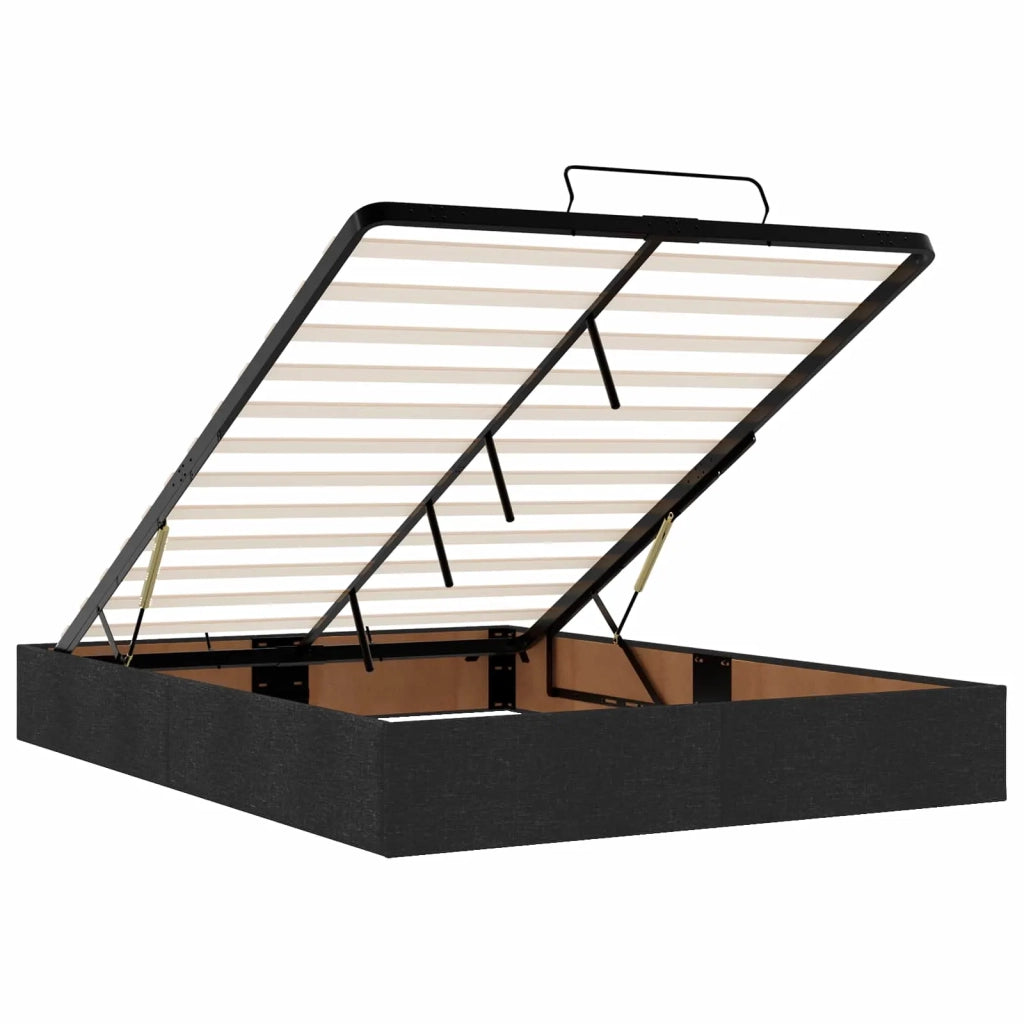 Letto Ottomano con Materasso e LED Nero 140 x 200 cm Tessuto 3456914