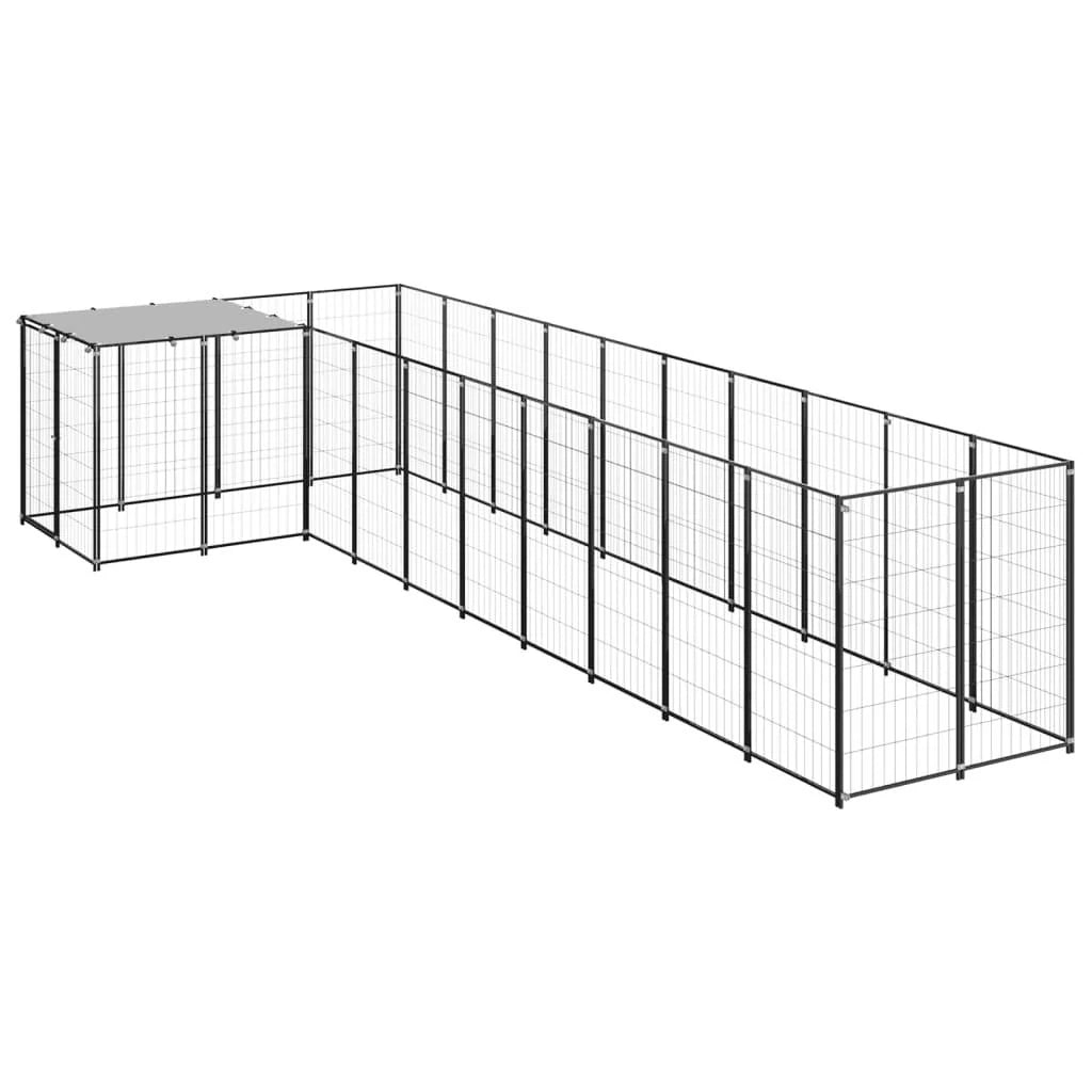Recinto per animali da esterno per cani 7,26 m² acciaio nero 02_0000553