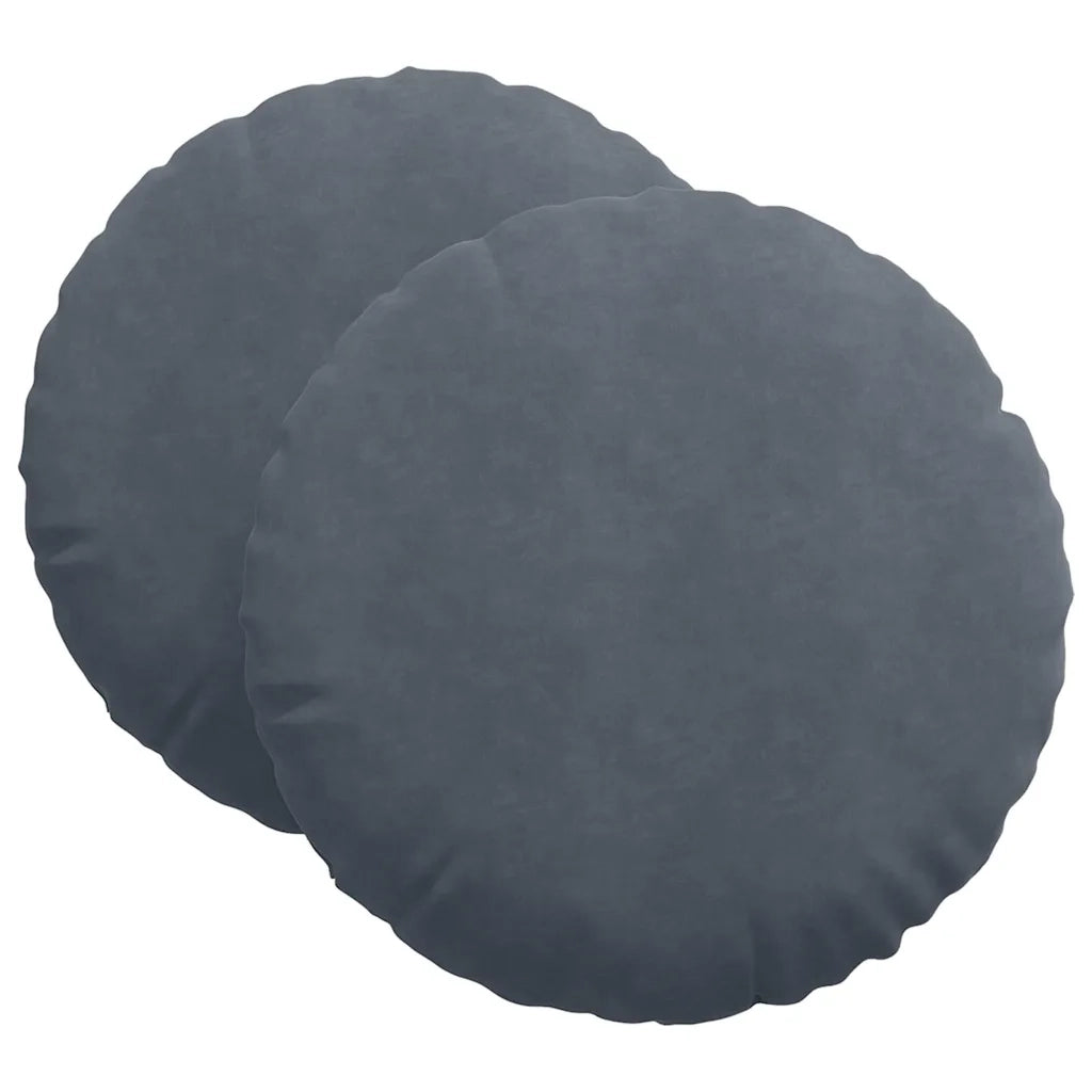 Cuscini per Seduta 2 pcs Grigio scuro Ø 40 x 13 cm Velluto 42014249