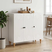 Credenza Bianco Lucido 89 x 34,5 x 80 cm Legno ingegnerizzato 894189