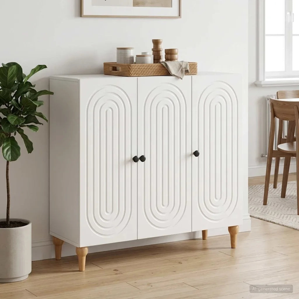 Credenza Bianco Lucido 89 x 34,5 x 80 cm Legno ingegnerizzato 894189