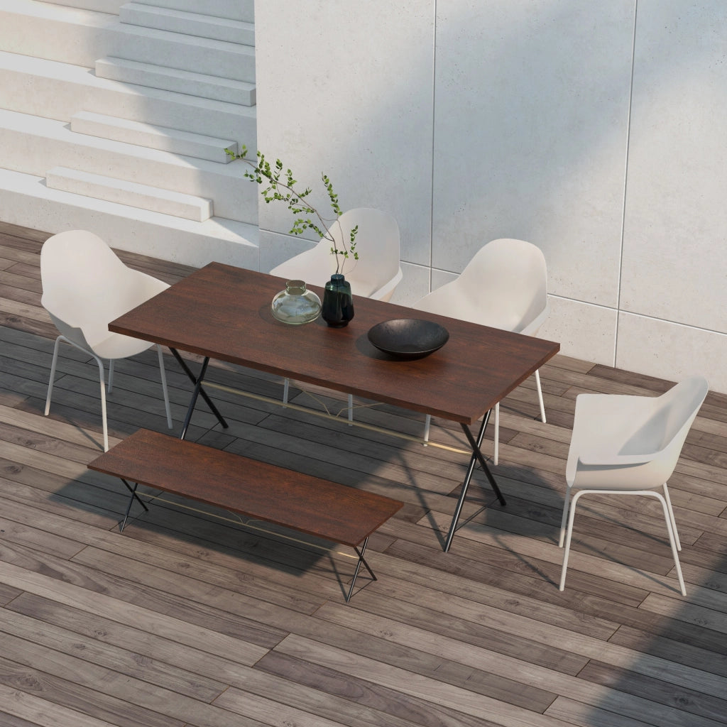Set Sedie da Giardino con 4 Sedie; Impilabili con Schienale e Braccioli; per Terrazza e Balcone; Acciaio; Grigio