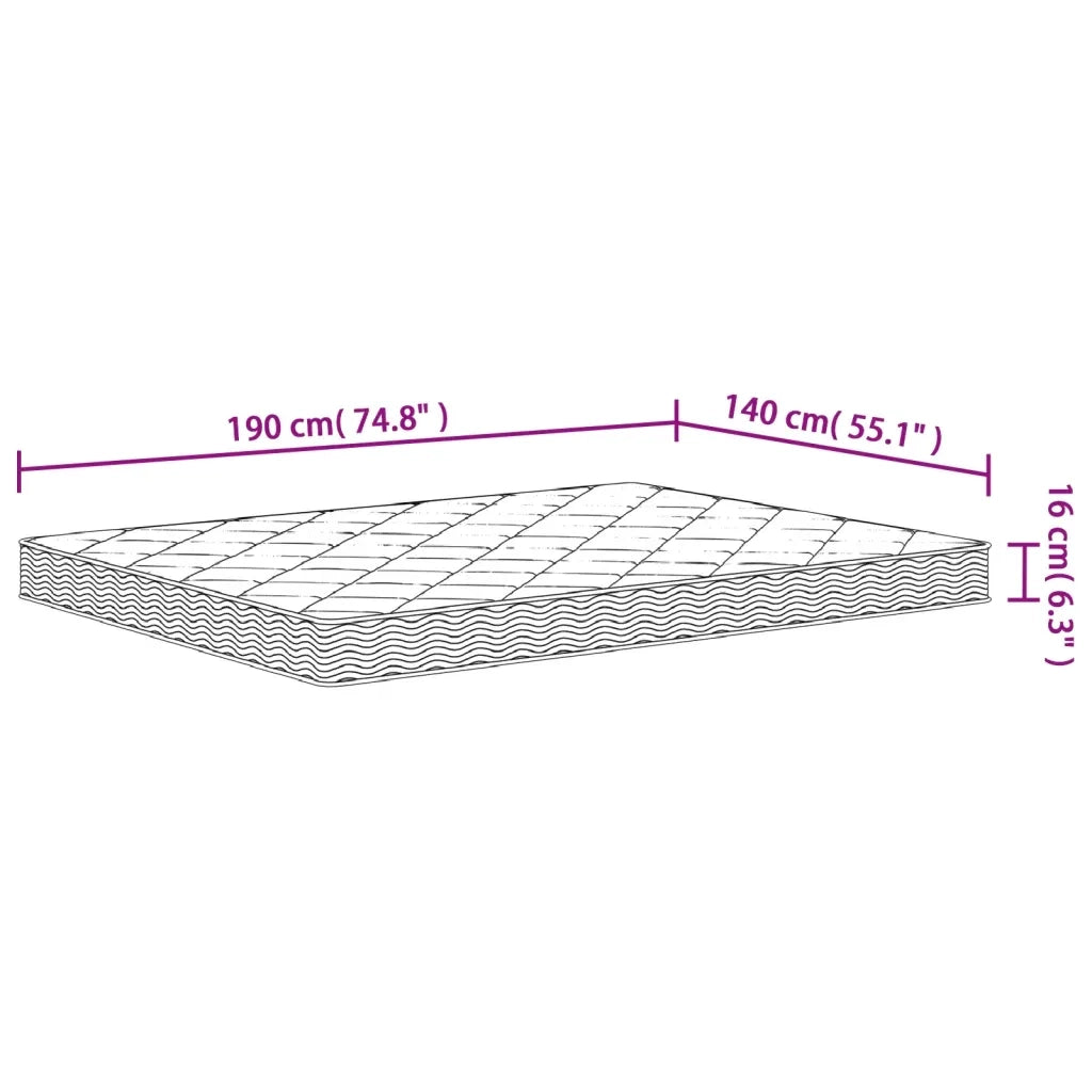 Materasso in Schiuma Mediamente Morbido 140x190 cm 373035
