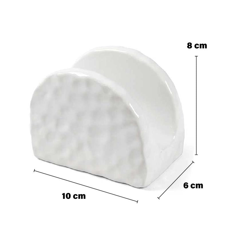 PORTA TOVAGLIOLI BIANCO IN CERAMICA MODELLO ONDULATO 10 X 6 X 8 CM