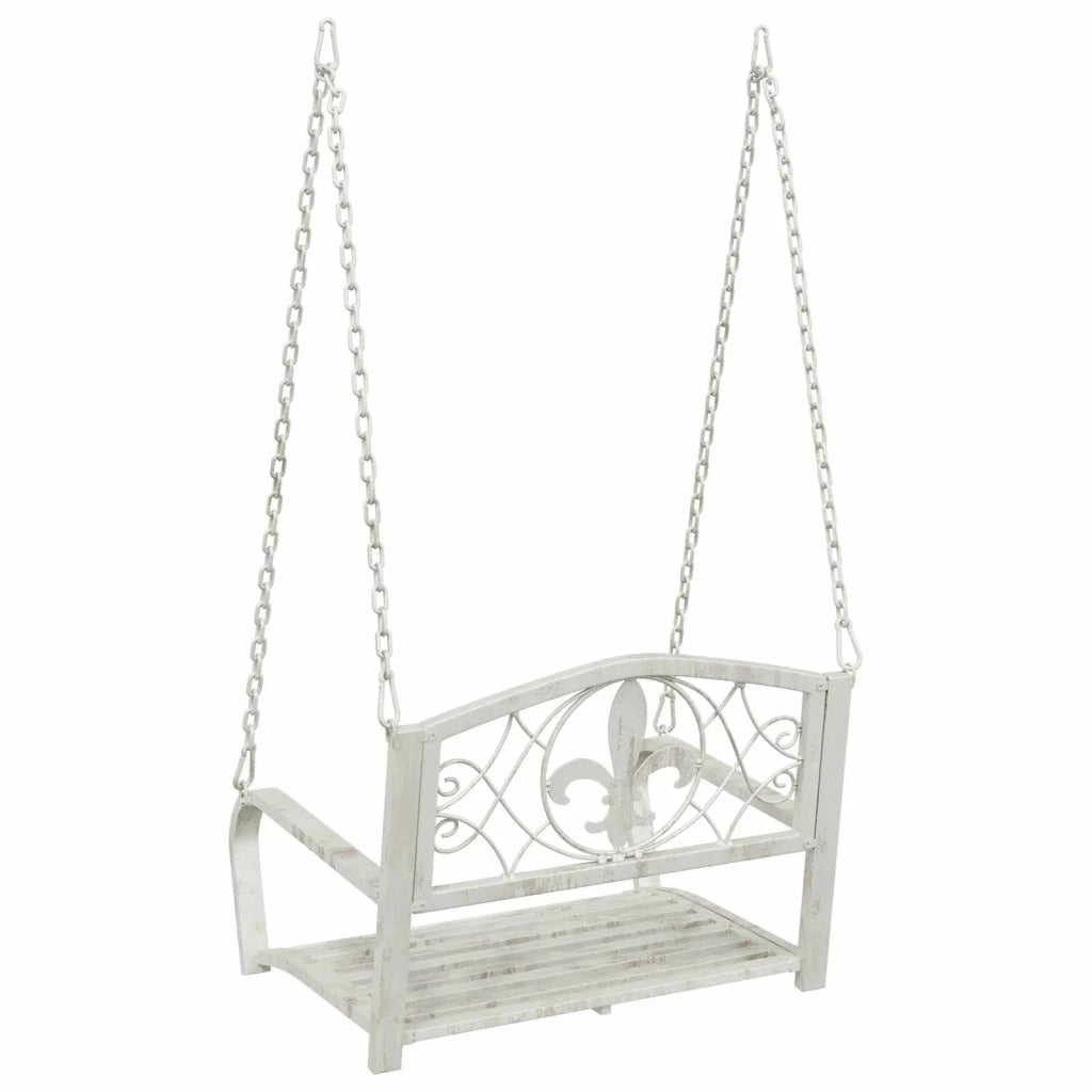 Panchina a Dondolo Acciaio 71,5 x 59 x 55 cm Bianco Antico 42038693