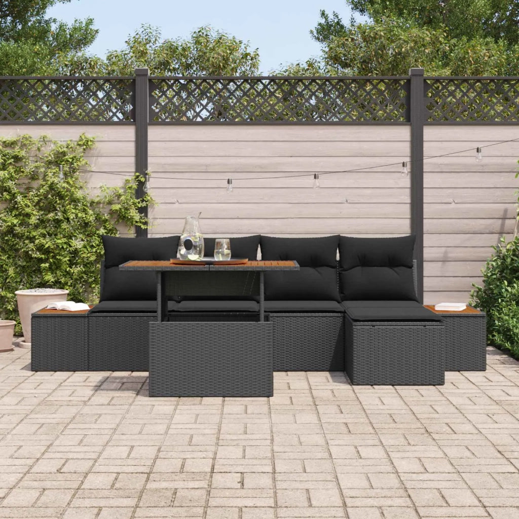 Set Divano da Giardino con archiviazione 6 pcs Nero Poly Rattan 3358797